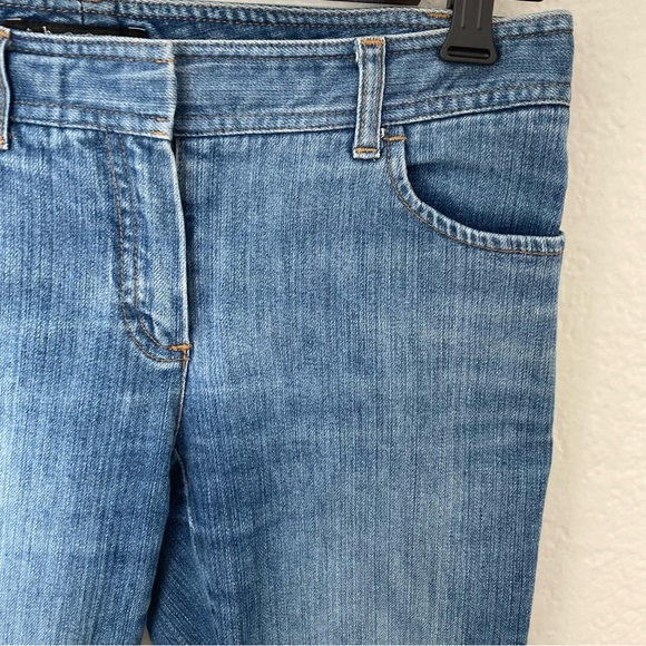 Theory Medium Wash Straight Leg Denim Jeans with Hidden Clasp Button, Size 0 - Picture 2 of 6